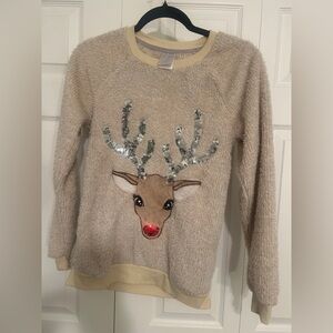 Christmas Cozy Beige Reindeer Sweater